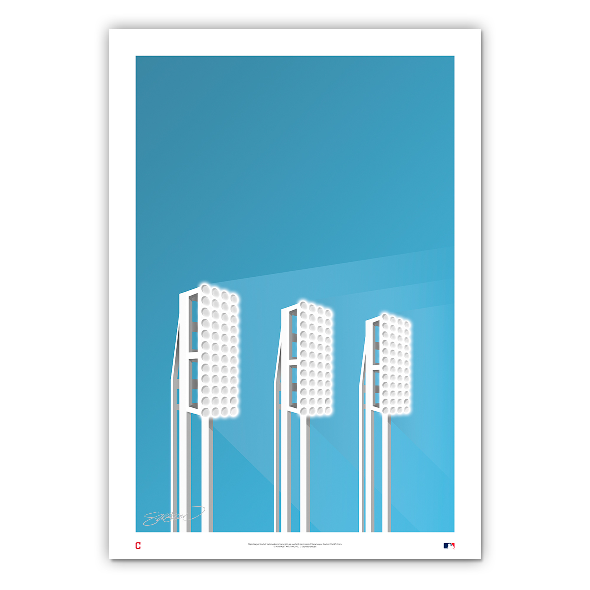 Progressive Field Minimalist Ballpark Collection 14 x 20 Fine Art Print by artist S. Preston