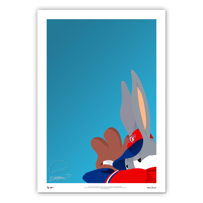 Texas Rangers Baseball Bugs Minimalist Looney Tunes Collection 14 x 20 Fine Art Print by artist S. Preston - Ltd Ed of 100