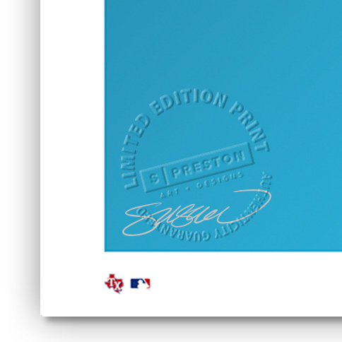 Texas Rangers Baseball Bugs Minimalist Looney Tunes Collection 14 x 20 Fine Art Print by artist S. Preston - Ltd Ed of 100