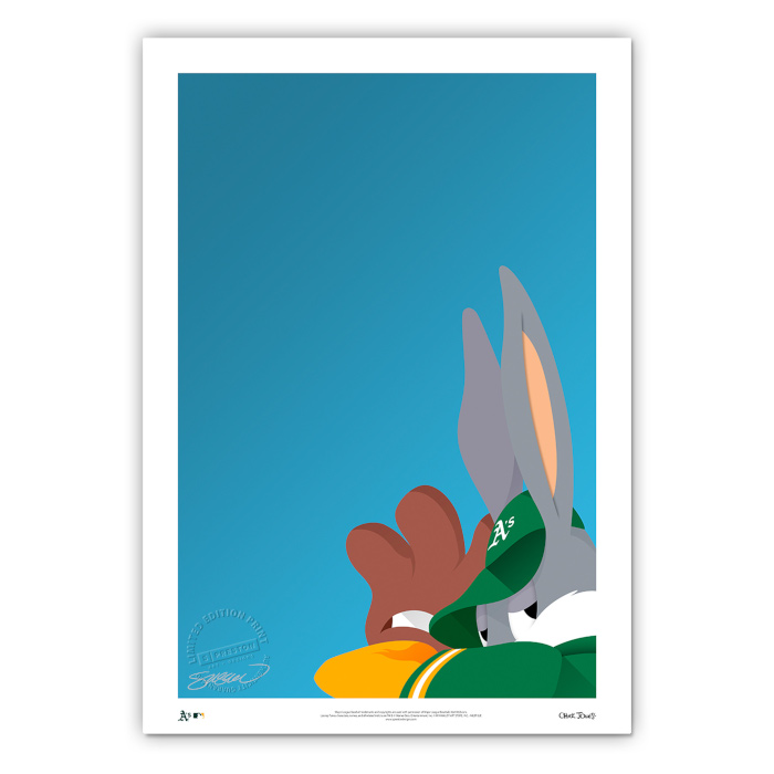 Oakland Athletics Baseball Bugs Minimalist Looney Tunes Collection 14 x 20 Fine Art Print by artist S. Preston - Ltd Ed of 100