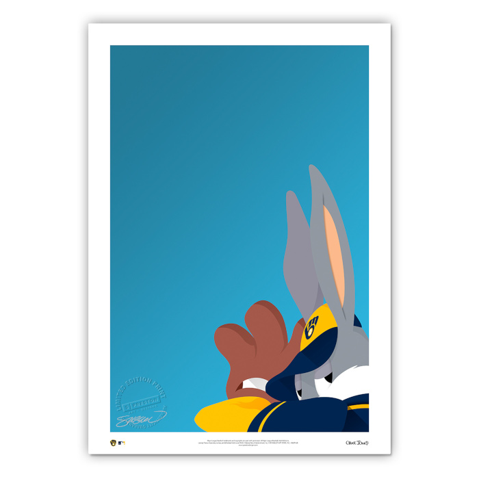 Milwaukee Brewers Baseball Bugs Minimalist Looney Tunes Collection 14 x 20 Fine Art Print by artist S. Preston - Ltd Ed of 100