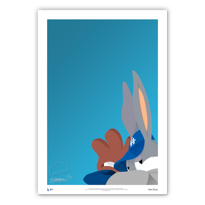 Los Angeles Dodgers Baseball Bugs Minimalist Looney Tunes Collection 14 x 20 Fine Art Print by artist S. Preston - Ltd Ed of 100