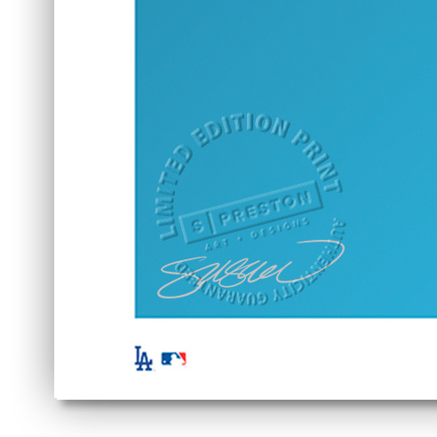 Los Angeles Dodgers Baseball Bugs Minimalist Looney Tunes Collection 14 x 20 Fine Art Print by artist S. Preston - Ltd Ed of 100