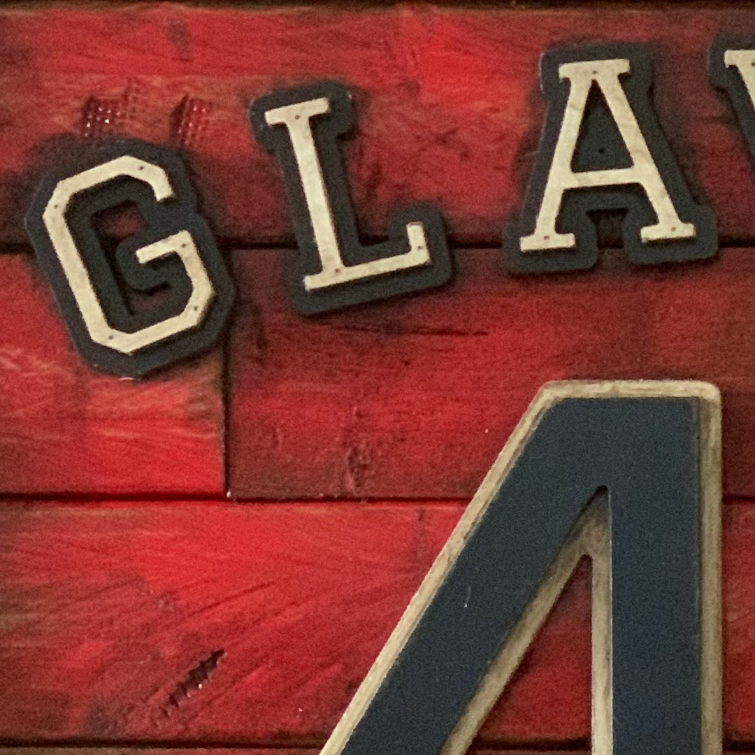 Tom Glavine Hall of Fame Vintage Distressed Wood 20 Inch Heritage Red Home Plate Ltd Ed of 50