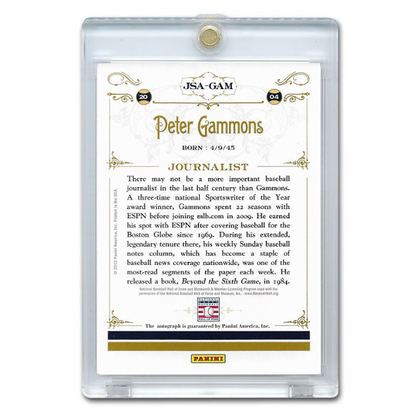 Peter Gammons Autographed Card 2012 Panini Cooperstown Ltd Ed of 300