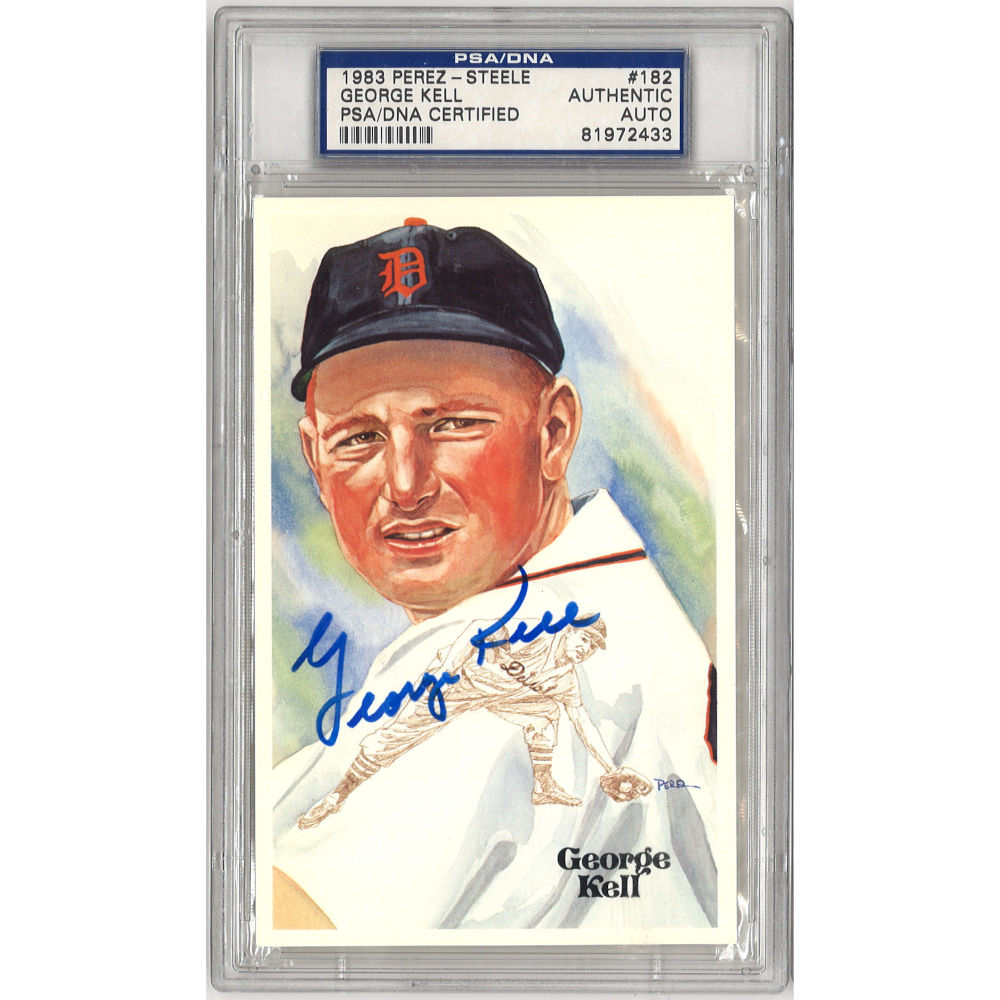 George Kell Autographed Perez-Steele HOF Series Postcard #182 (PSA-33)