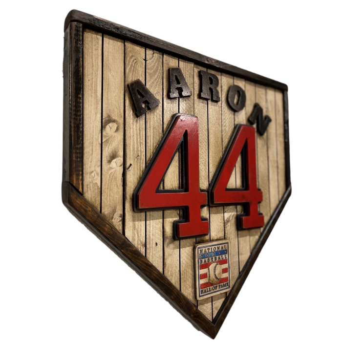 Hank Aaron Hall of Fame Vintage Distressed Wood 18.5 Inch Legacy Home Plate Ltd Ed of 250