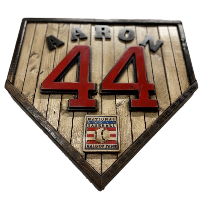 Hank Aaron Hall of Fame Vintage Distressed Wood 18.5 Inch Legacy Home Plate Ltd Ed of 250