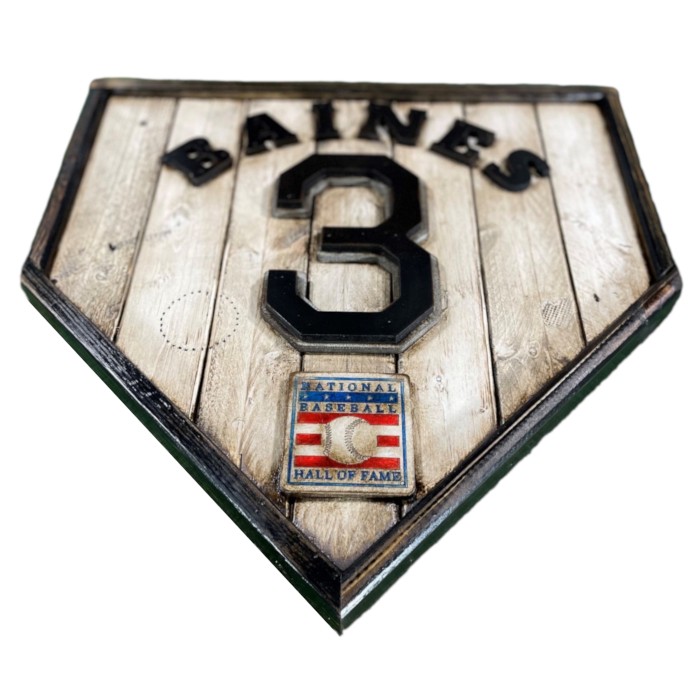 Harold Baines Hall of Fame Vintage Distressed Wood 18.5 Inch Legacy Home Plate Ltd Ed of 250