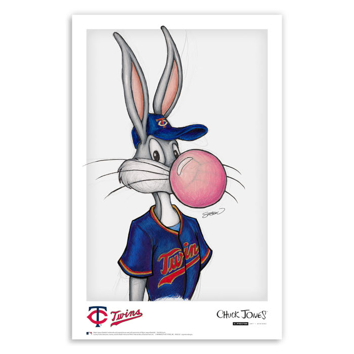 Minnesota Twins Bubblegum Bugs Minimalist Looney Tunes Collection 11 x 17 Fine Art Print by artist S. Preston