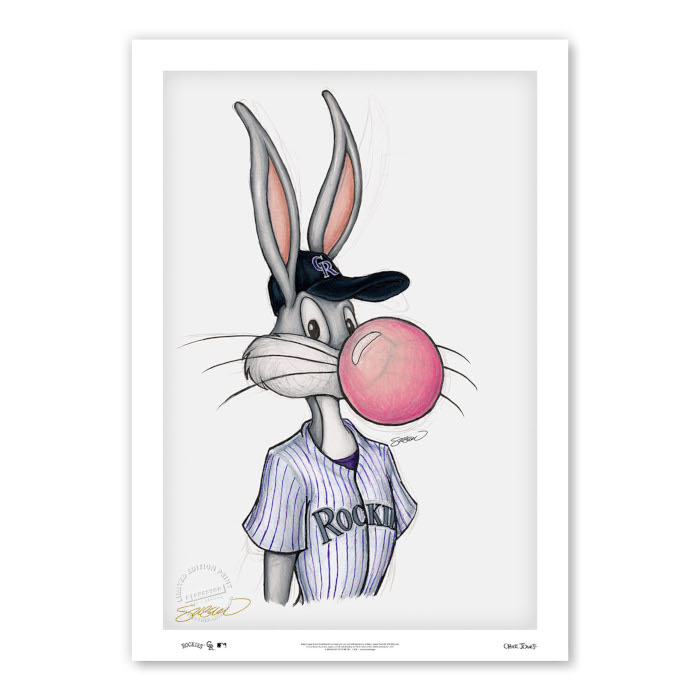 Colorado Rockies Bubblegum Bugs Minimalist Looney Tunes Collection 14 x 20 Fine Art Print by artist S. Preston - Ltd Ed of 100