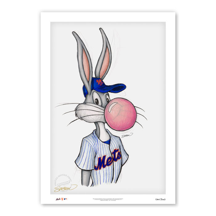 New York Mets Bubblegum Bugs Minimalist Looney Tunes Collection 14 x 20 Fine Art Print by artist S. Preston - Ltd Ed of 100