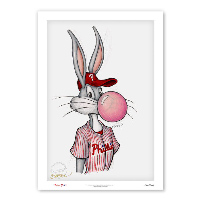 Philadelphia Phillies Bubblegum Bugs Minimalist Looney Tunes Collection 14 x 20 Fine Art Print by artist S. Preston - Ltd Ed of 100