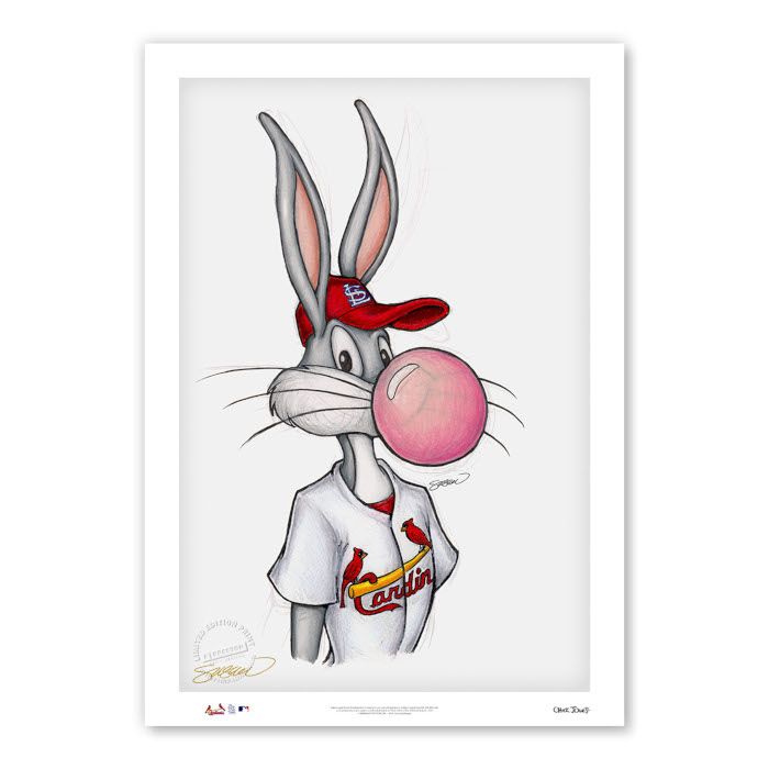 St. Louis Cardinals Bubblegum Bugs Minimalist Looney Tunes Collection 14 x 20 Fine Art Print by artist S. Preston - Ltd Ed of 100