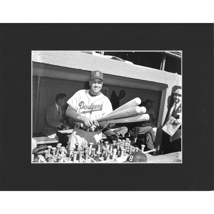 Matted 8x10 Photo- Duke Snider Holding Bats Matted 8x10 Photo- Duke Snider Holding Bats