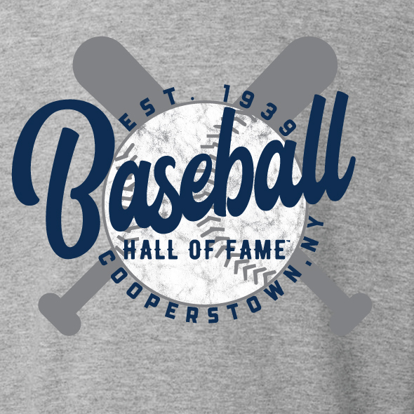 Toddler Baseball Hall of Fame Crossed Bats Long Sleeve Heather Grey T-Shirt Toddler Baseball Hall of Fame Crossed Bats Long Sleeve Heather Grey T-Shirt