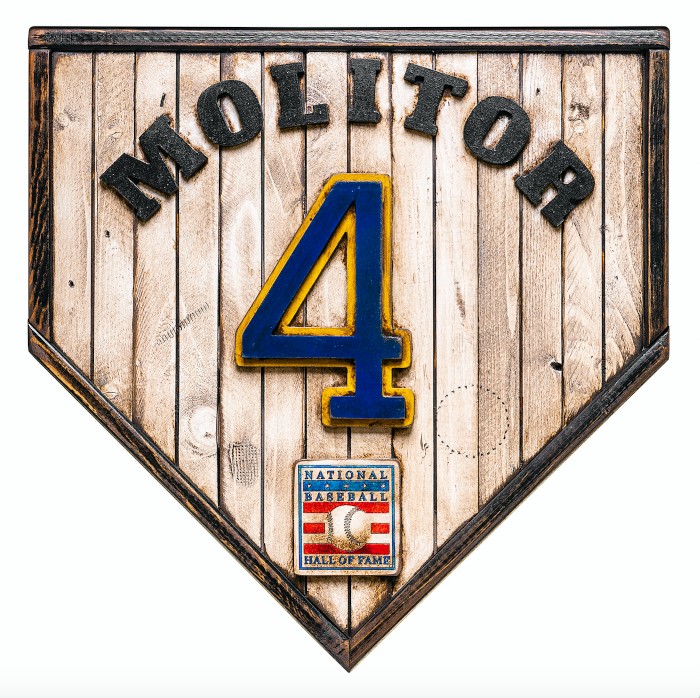 Paul Molitor Hall of Fame Vintage Distressed Wood 18.5 Inch Legacy Home Plate Ltd Ed of 250