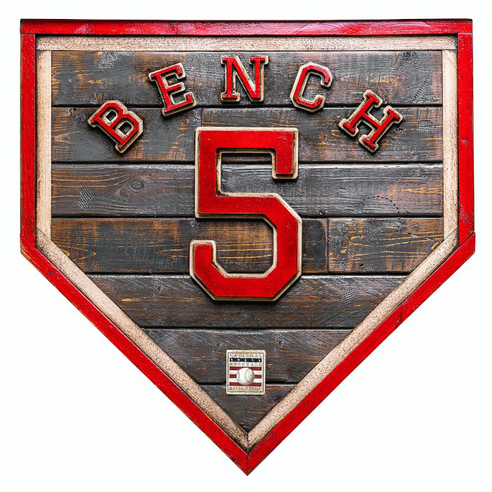 Johnny Bench Hall of Fame Vintage Distressed Wood 20 Inch Heritage Red Home Plate Ltd Ed of 50 Johnny Bench Hall of Fame Vintage Distressed Wood 20 Inch Heritage Red Home Plate Ltd Ed of 50