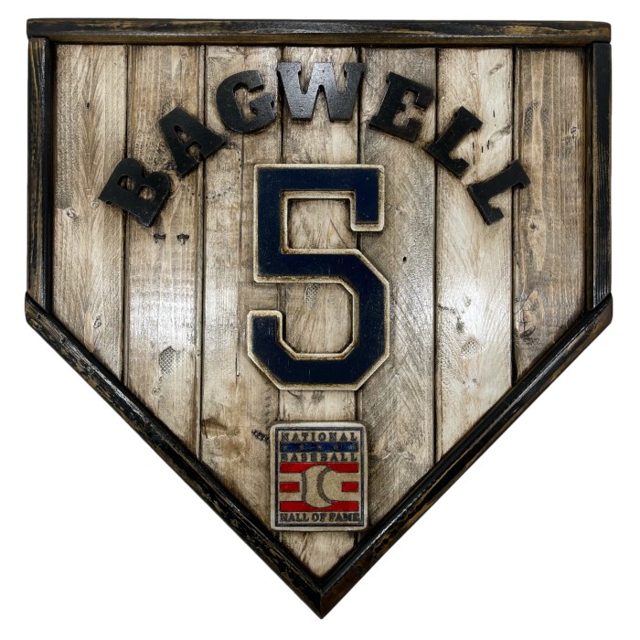 Jeff Bagwell Hall of Fame Vintage Distressed Wood 18.5 Inch Legacy Home Plate Ltd Ed of 250