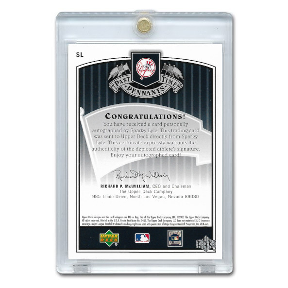 Sparky Lyle Autographed Card 2005 Upper Deck Past Time Pennants # SL