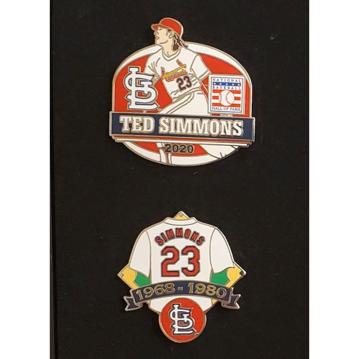 Ted Simmons Hall of Fame Exclusive 3 Piece Pin Set with Plaque Bust Ltd Ed of 2,020
