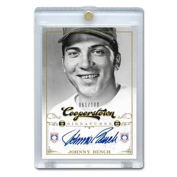 Johnny Bench Autographed Card 2012 Panini Cooperstown Ltd Ed of 100