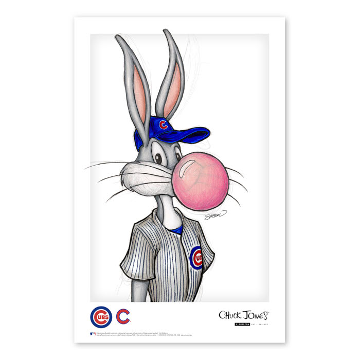 Chicago Cubs Bubblegum Bugs Minimalist Looney Tunes Collection 11 x 17 Fine Art Print by artist S. Preston