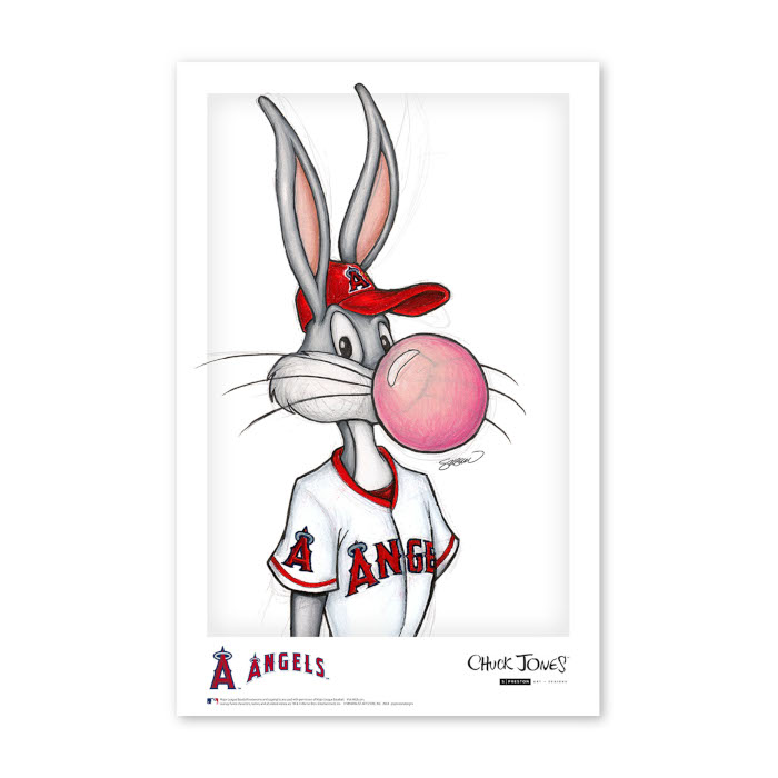 Los Angeles Angels Bubblegum Bugs Minimalist Looney Tunes Collection 11 x 17 Fine Art Print by artist S. Preston