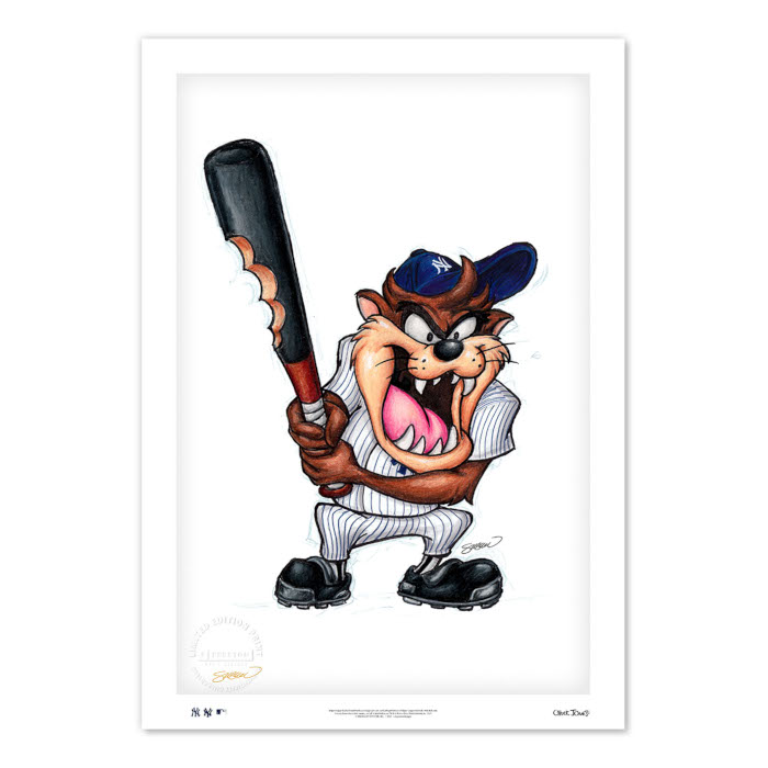 New York Yankees Taz on Deck Minimalist Looney Tunes Collection 14 x 20 Fine Art Print by artist S. Preston - Ltd Ed of 100