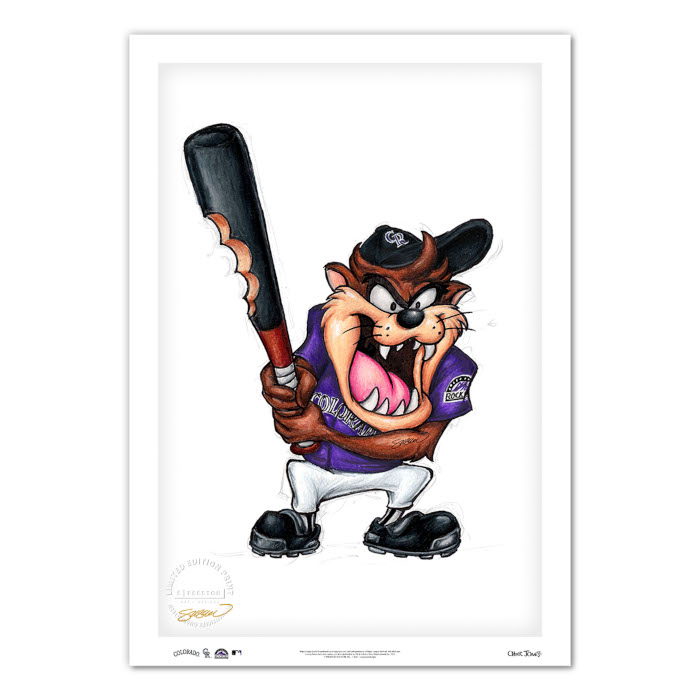 Colorado Rockies Taz on Deck Minimalist Looney Tunes Collection 14 x 20 Fine Art Print by artist S. Preston - Ltd Ed of 100 Colorado Rockies Taz on Deck Minimalist Looney Tunes Collection 14 x 20 Fine Art Print by artist S. Preston - Ltd Ed of 100