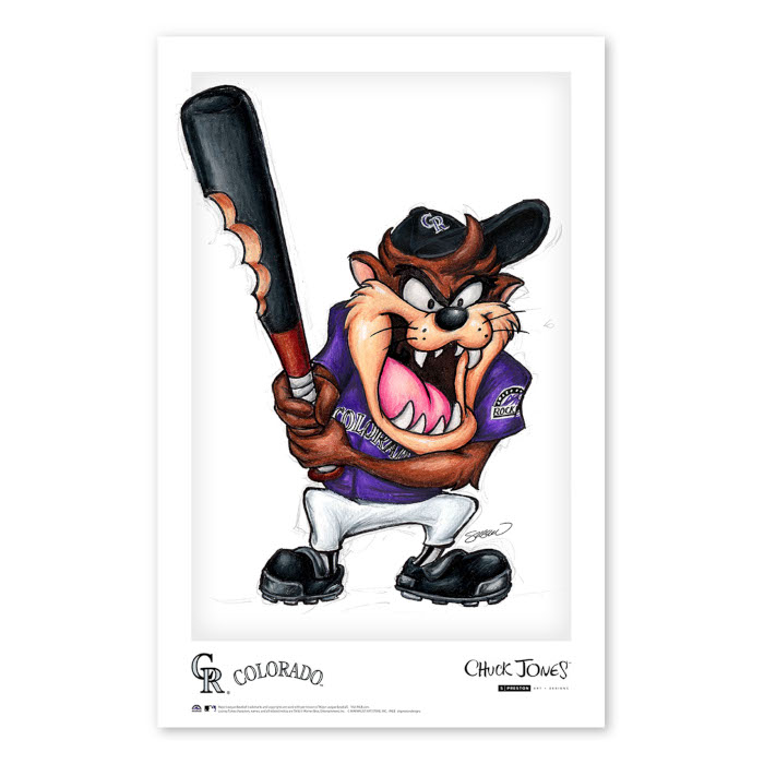 Colorado Rockies Taz on Deck Minimalist Looney Tunes Collection 11 x 17 Fine Art Print by artist S. Preston