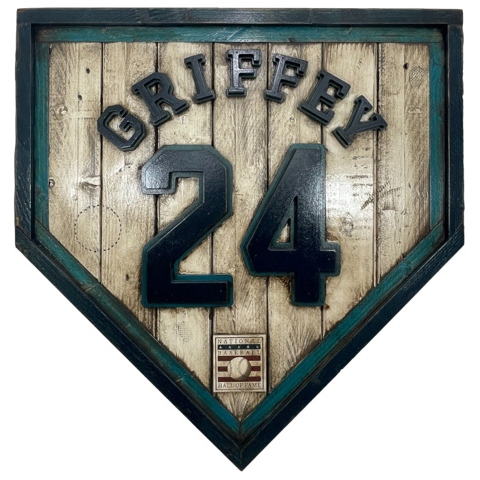 Ken Griffey Jr. Hall of Fame Vintage Distressed Wood 20 Inch Heritage Natural Home Plate