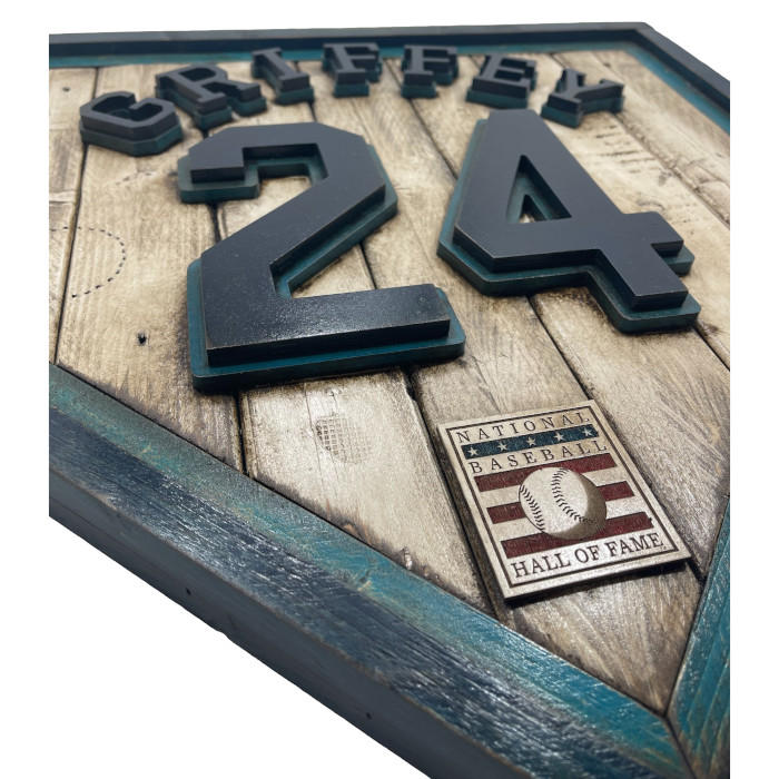 Ken Griffey Jr. Hall of Fame Vintage Distressed Wood 20 Inch Heritage Natural Home Plate