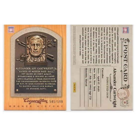 Alexander Cartwright 2012 Panini Cooperstown Bronze History Baseball Card Ltd Ed of 599