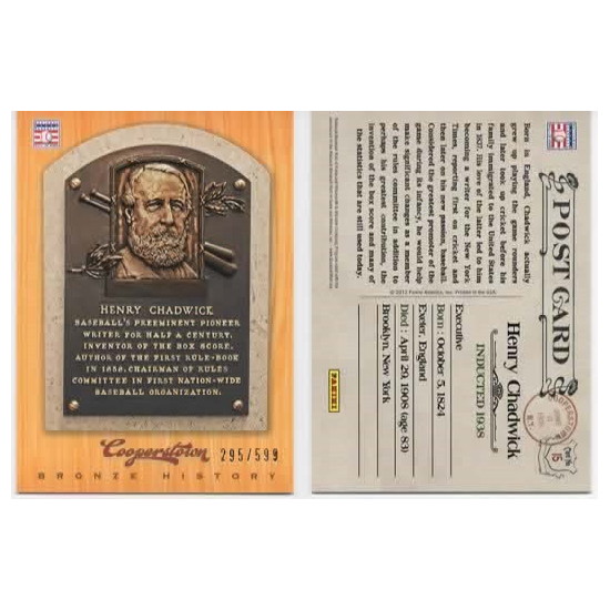 Henry Chadwick 2012 Panini Cooperstown Bronze History Baseball Card Ltd Ed of 599