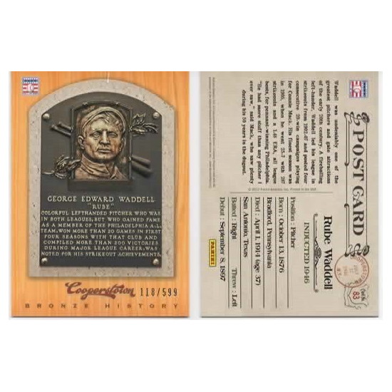 Rube Waddell 2012 Panini Cooperstown Bronze History Baseball Card Ltd Ed of 599