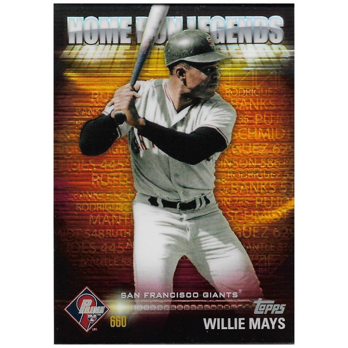Willie Mays 2012 Topps Prime 9 Home Run Legends Refractor Card # 3