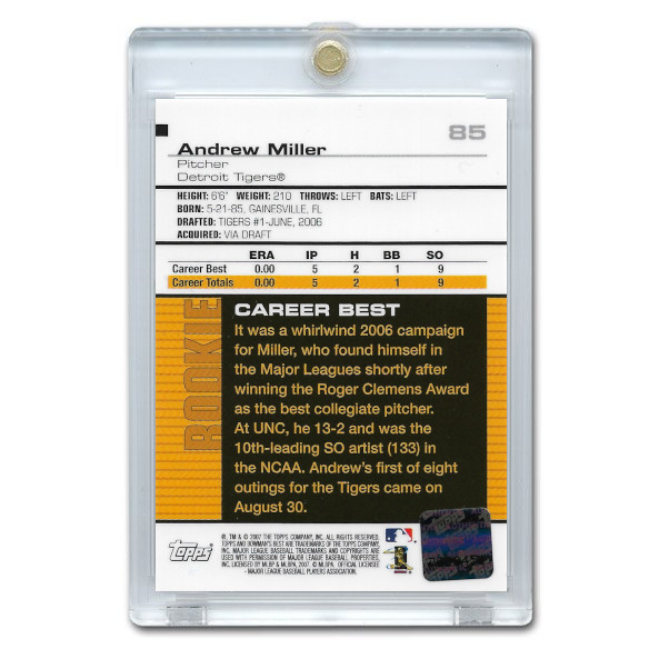 Andrew Miller Autographed Card 2007 Bowman's Best # 85
