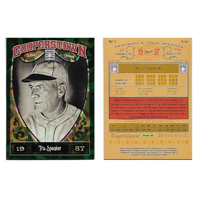 Tris Speaker 2013 Panini Cooperstown Green Crystal # 3