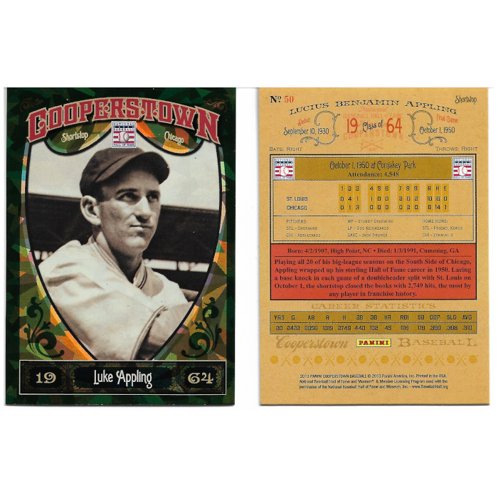 Luke Appling 2013 Panini Cooperstown Green Crystal # 50