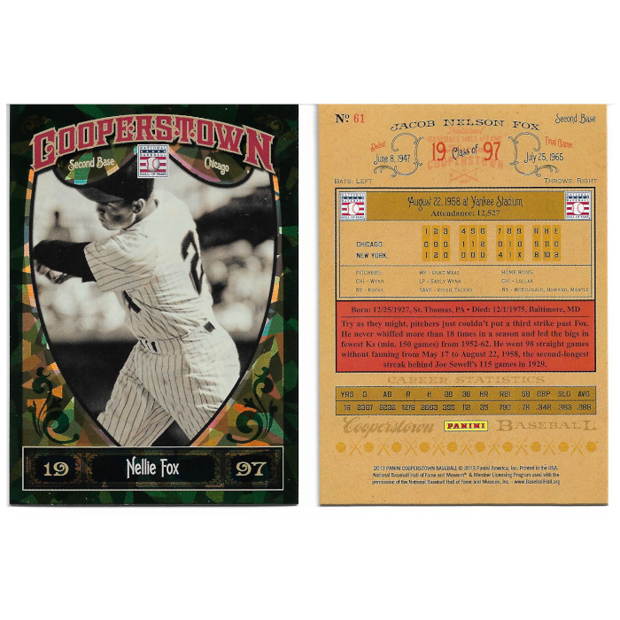 Nellie Fox 2013 Panini Cooperstown Green Crystal # 61