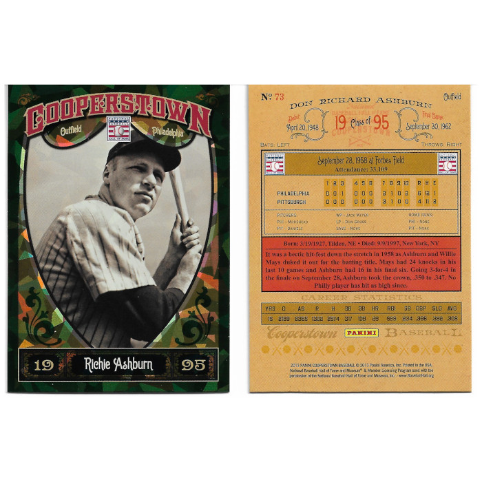 Richie Ashburn 2013 Panini Cooperstown Green Crystal # 73
