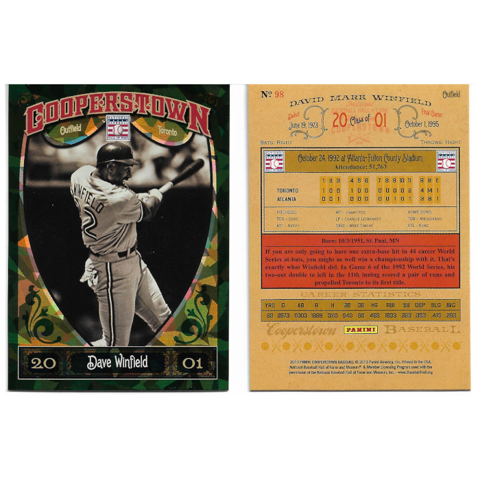 Dave Winfield 2013 Panini Cooperstown Green Crystal # 98