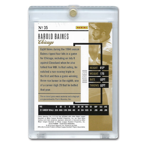 Harold Baines Autographed Card 2014 Donruss Classics Significant Signatures # 35 Ltd Ed of 299