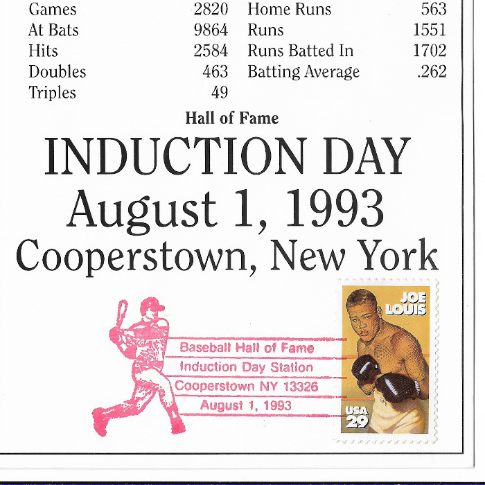 Reggie Jackson Baltimore Orioles 1993 Hall of Fame Induction 8x10 Photocard with Induction Day Stamp Cancellation