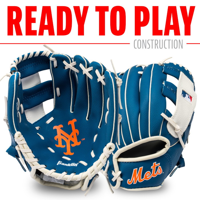 Franklin New York Mets 9.5" Team Logo Youth Glove and Ball Set Franklin New York Mets 9.5" Team Logo Youth Glove and Ball Set