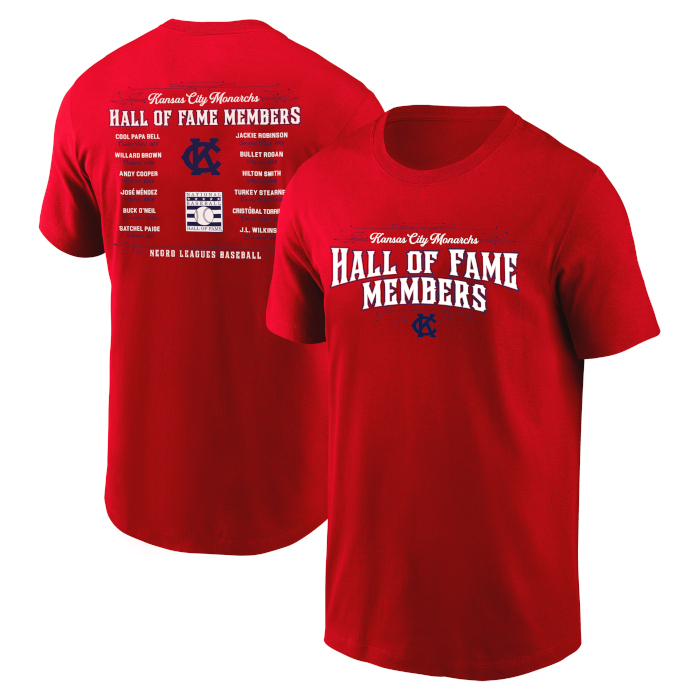 Men’s Kansas City Monarchs Team Hall of Famer Red Roster T-Shirt