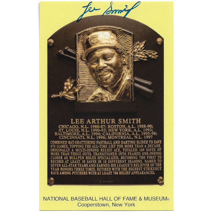 Lee Smith Autographed Hall of Fame Plaque Postcard (JSA) Lee Smith Autographed Hall of Fame Plaque Postcard (JSA)