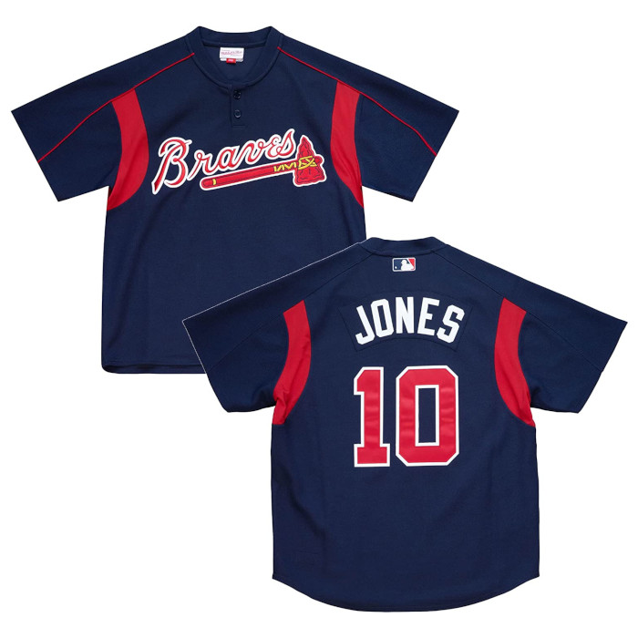 Chipper Jones Atlanta Braves Mitchell & Ness Cooperstown Collection Mesh  Batting Practice Button-Up Jersey - Navy