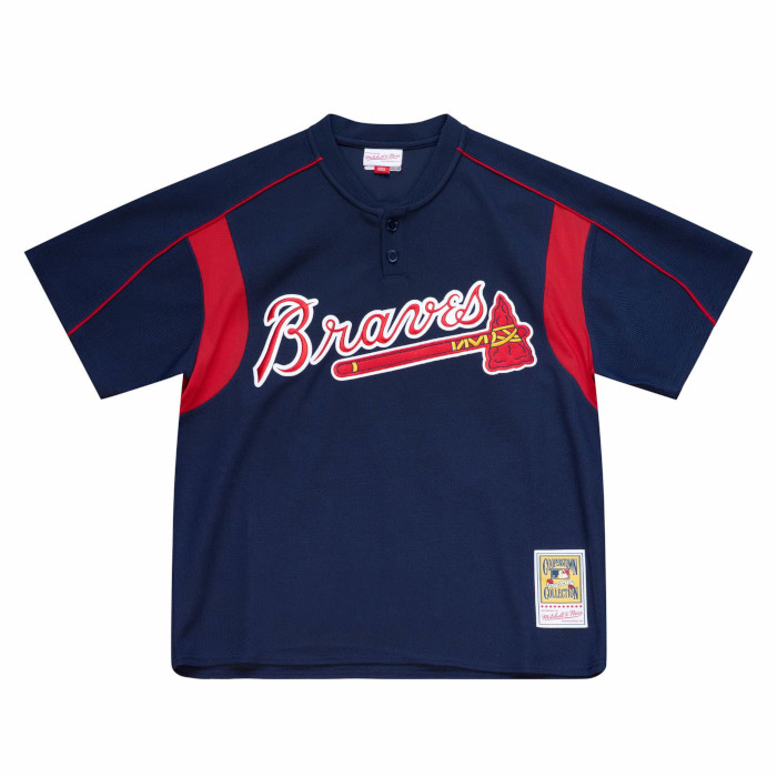 Men's Stitches Royal/Red Atlanta Braves Cooperstown Collection V-Neck Team  Color Jersey 